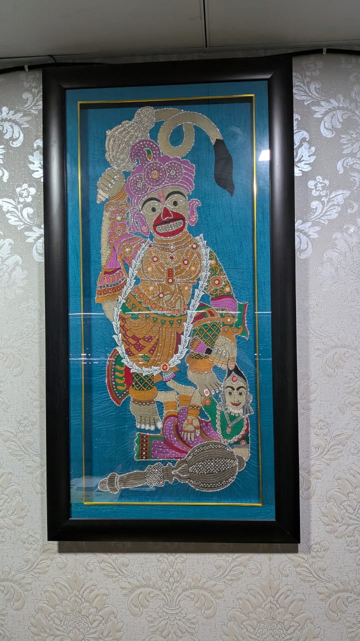 Embroidered Hanuman Artwork